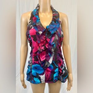 Express Multicolor Sleeveless Ruched Top
Size:M
Fabric:97%Polyester + 3%Spandex
